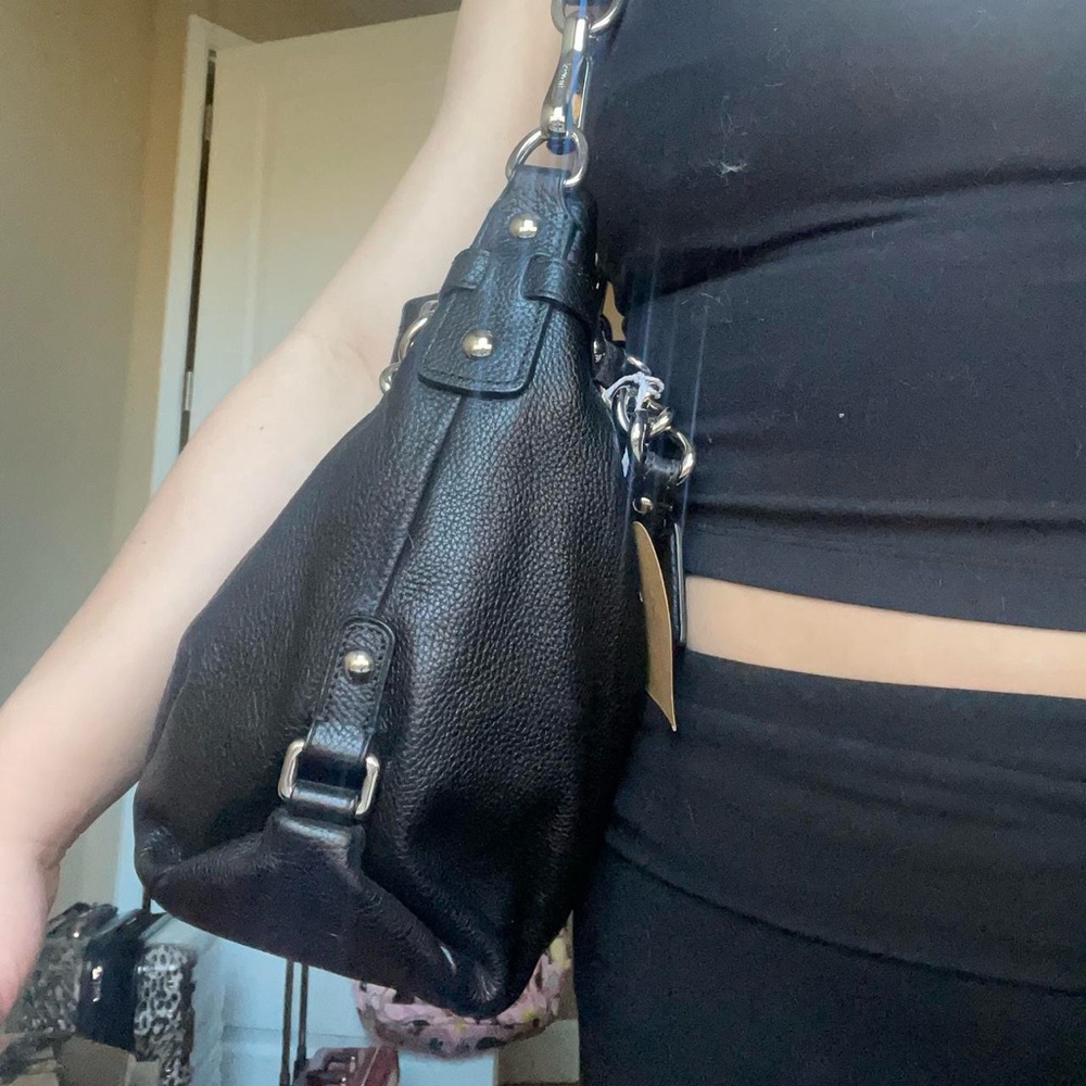 Coach Black Pebbled Leather Hobo Shoulder Bag